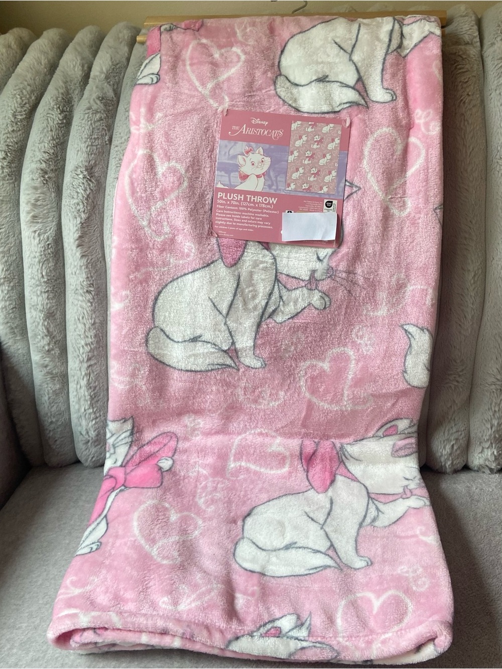 Disney Pink Marie Plush Throw Blanket - Pink Marie Cat Blanket with Bows